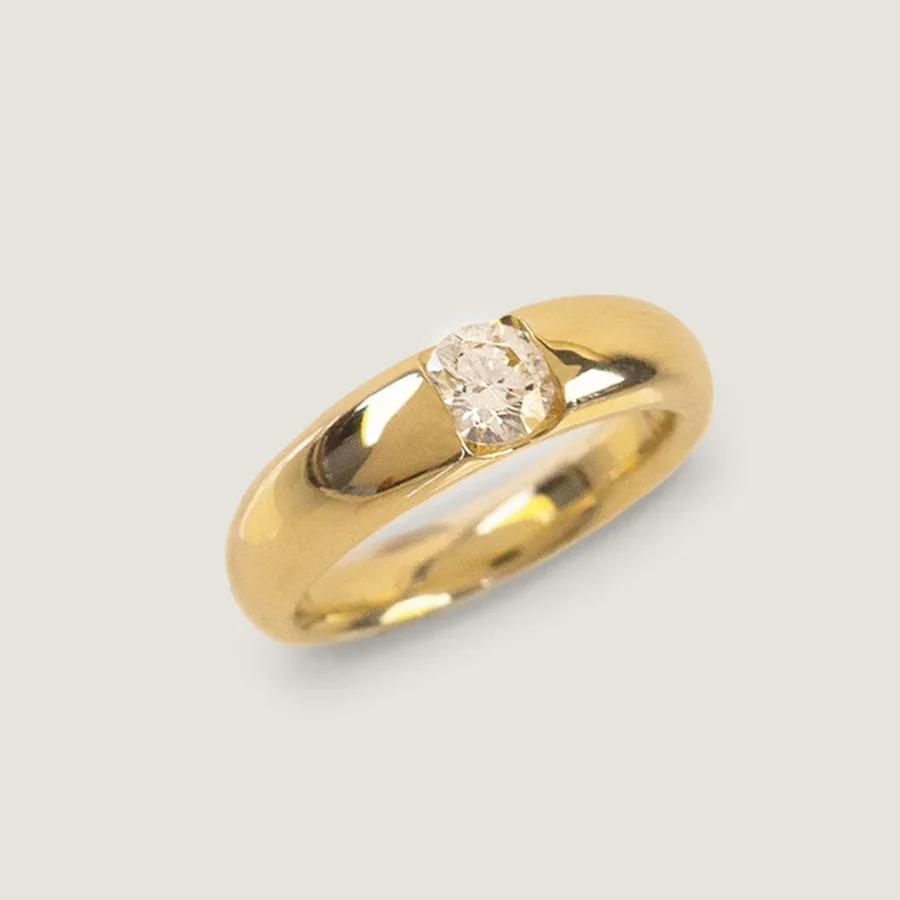 Sleek Annika Tension Set Diamond Ring in 14k solid gold with a 0.50 ct round brilliant lab-grown diamond, designed for everyday elegance