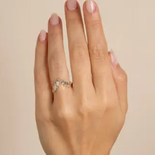 Sofia Kaman Deco Style Nesting Band with nine baguette diamonds, designed to complement vintage-inspired engagement rings