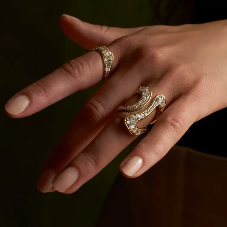 Diamond ring on a finger