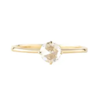 Alice Ring by Envero Jewelry: 0.30ct round rose cut diamond in high-profile four-prong flower setting, 14k yellow gold band.