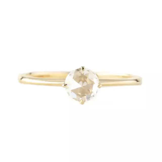 Alice Ring by Envero Jewelry: 0.30ct round rose cut diamond in high-profile four-prong flower setting, 14k yellow gold band.