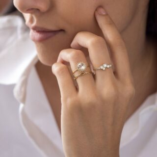 Elegant rose-cut diamond ring with nearly 1 carat stone – handcrafted fine jewelry by Melanie Casey