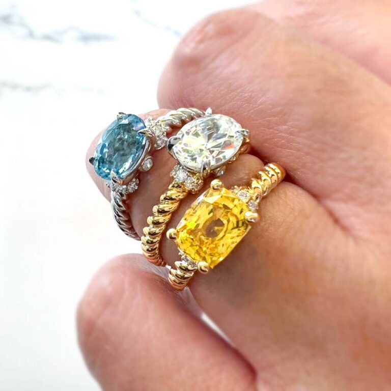 Handcrafted KGR170S ring by Jack Kelege with 1.28ct oval sapphire and diamond halo in 18k white gold