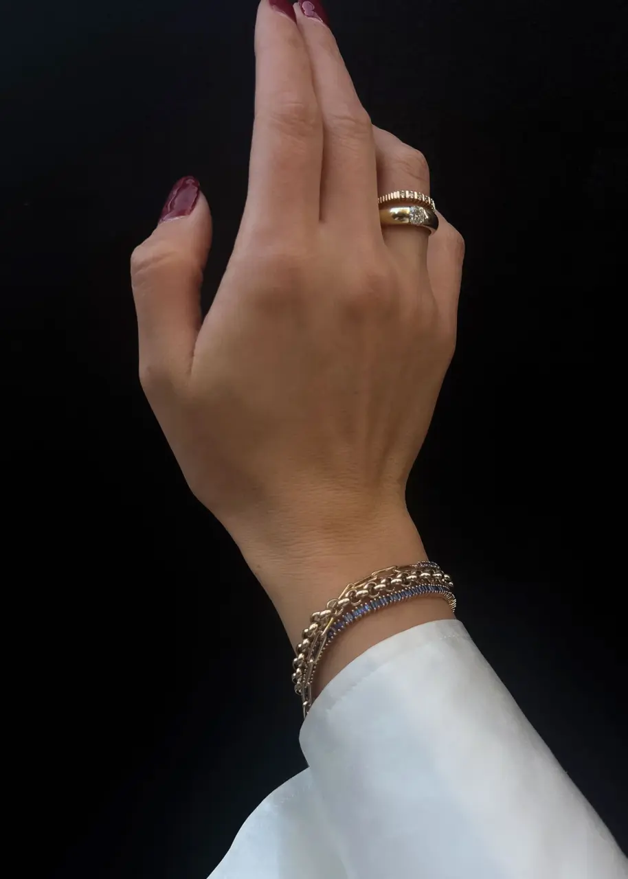 Minimalist Annika Tension Set Ring by Kinn Studio, featuring a 0.50 ct round brilliant lab-grown diamond set in 14k solid gold
