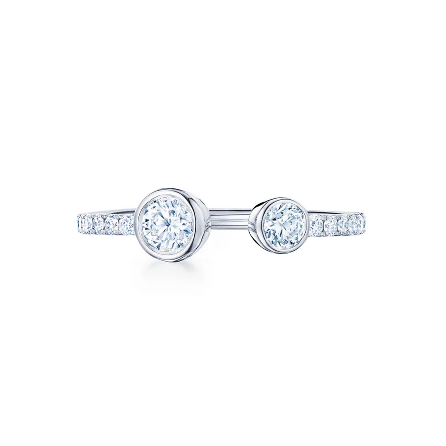 Eclipse Open Ring with Round Diamonds in 18K White Gold (Style W-13618W-0-DIA-18KW) from Kwiat: Elegant open band design featuring round diamonds, crafted in 18K white gold. Timeless, handcrafted luxury.