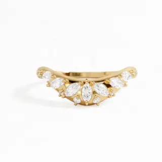 Detailed view of the Amplify Band with Marquise Diamonds' underside, showcasing the craftsmanship and solid gold construction.