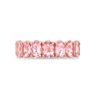 Alina Eternity Oval Morganite Ring with 5.84ct oval morganite stones in U-shape eternity setting, crafted in 14k or 18k gold.