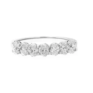 Oval diamond anniversary ring featuring 1.00 ctw of sparkling stones set in white gold band