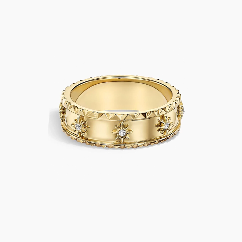 Sol Starburst Diamond Ring in 14k gold – brilliant round diamond with starburst halo setting