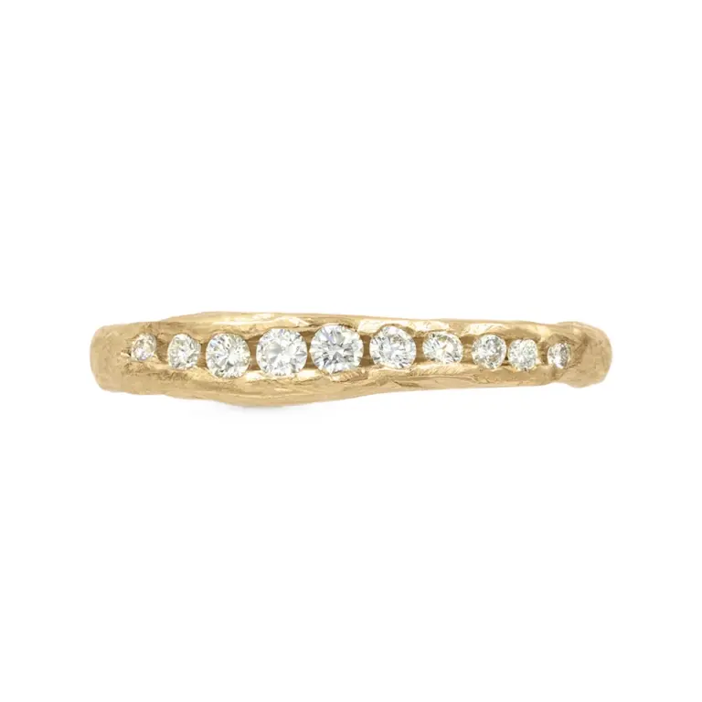 Crested Half Channel Ring by Audry Rose – 14k gold band with tapered diamond baguette accents