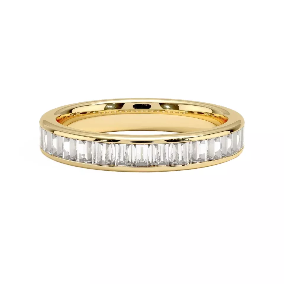 Brilliant Earth lab-grown diamond ring with baguette stones in classic channel setting – ethical gold band