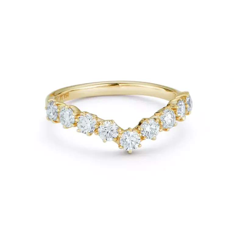 Jade Trau Catherine V Band: 18K gold V‑shaped ring set with 0.72 ctw diamonds