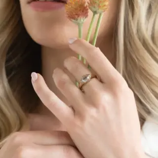 Handcrafted 14K yellow gold signet ring featuring a 2.03 ct long hexagon rustic diamond