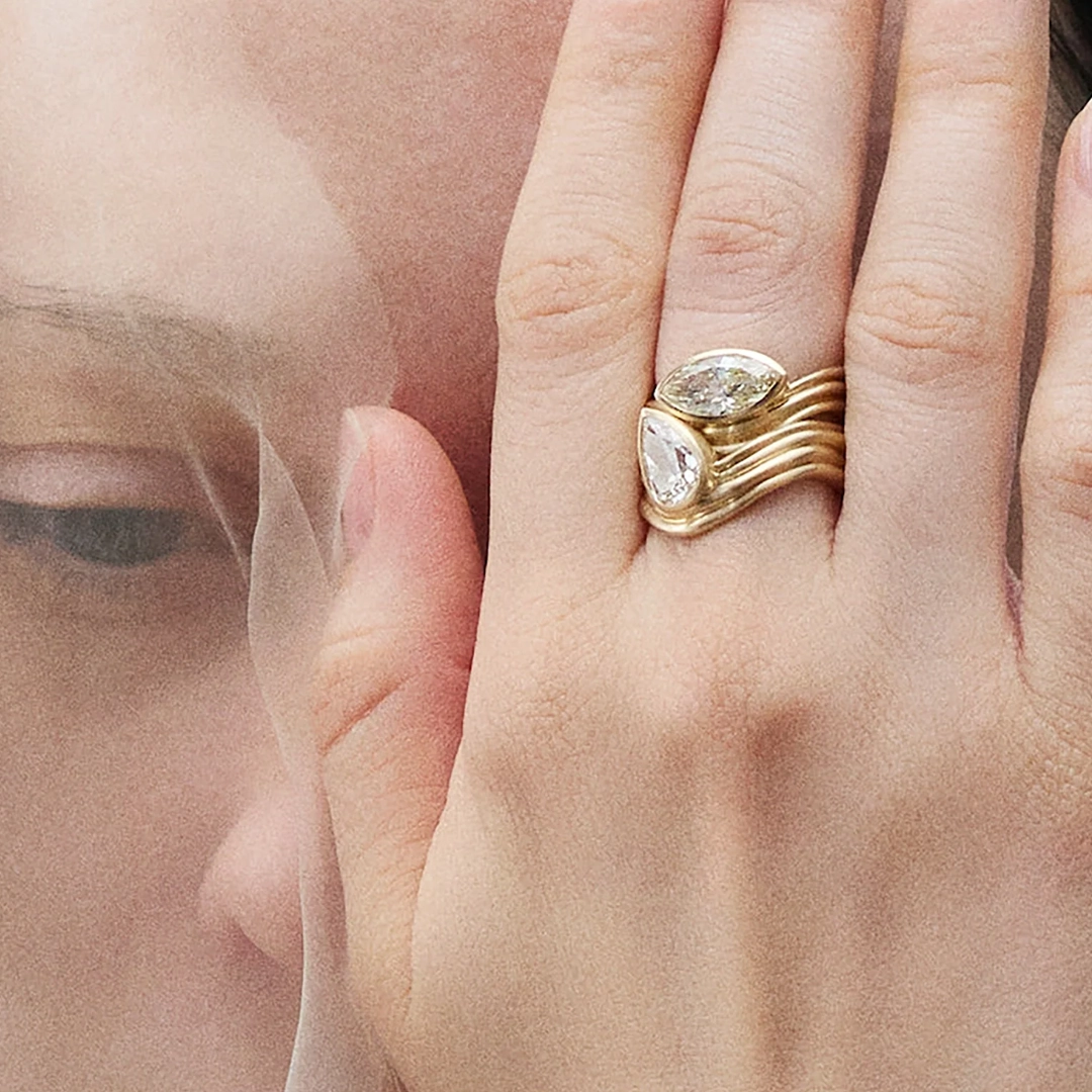 Wwake ring on a womans hand